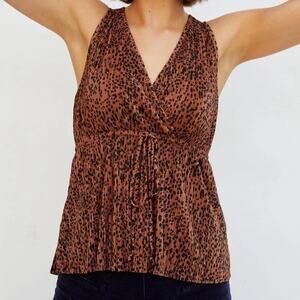 Anthropologie Large Blouse Alexane Babydoll Sleeveless Animal Print